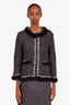 Pre-loved Chanel™ Black Cashmere Tweed Fur Trimmed Jacket Size 40