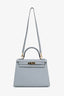 Hermès 2016 Bleu Glacier Epsom Sellier Kelly 28 with Strap