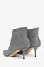 Jimmy Choo Silver/Black Glitter Tweed Patterned Heeled Boots Size 39.5