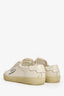 Saint Laurent Cream Canvas Logo Distressed Sneaker Size 37