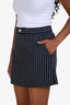 Frame Navy Pinstripe Wool Mini Skirt Size S