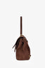 Fabrique Brown Nubuck Leather 'Rialto' Double Flap Handbag