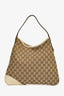 Gucci Brown/Cream Canvas and Leather GG Britt Hobo Bag