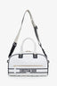 Christian Dior 2021 White Calfskin Medium Dior Vibe Zip Bowling Bag with Strap