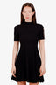Maje Black Ribbed Knit Pleated Mini Dress Size 34