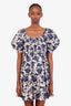 Ulla Johnson White/Blue Cotton Floral Puffy Sleeve Mini Dress Size 6