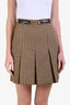 Celine Brown Wool Houndstooth Pleated Mini Skirt Size 34