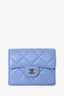 Pre-loved Chanel™ 2020 21 Light Blue Lambskin Interlocking CC Card Holder on Chain