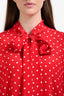 Balenciaga Red/White Silk Polka Dot Blouse Size 34