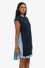 Sacai Navy Blue Knitted Popline Knit Midi Dress Size 1