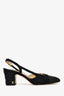 Pre-loved Chanel™ Black Tweed Cap Toe Slingback Heels Size 37.5