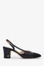 Pre-loved Chanel™ Black Goatskin Leather Cap Toe CC Slingback Heels Size 36
