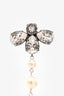 Balenciaga Silver Tone Crystal Faux Pearl Drop Clip-On Earring