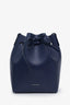 Mansur Gavriel Navy Leather Logo Bucket Bag