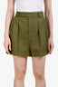 Frame Green Pleated Wide Cuff Shorts Size 6