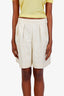 Theory Beige Pleated Linen Shorts Size 8