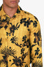Dries Van Noten Yellow Striped Floral Print Button Down Shirt Size 44 Mens