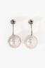 Salvatore Ferragamo Silver Tone White Pearl Drop Earrings