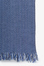Missoni Blue Wool Chevron Printed Fringe Scarf