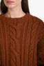Dôen Brown Alpaca Wool Blend Cable Knit Crewneck Sweater Size XS