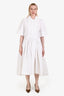 Jil Sander White Cotton Poplin Collared Button Midi Dress Size 36