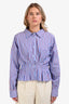 Erika Cavallini Blue/Red Cotton Striped Cinched Waist Long Sleeve Top Size 44