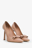 Salvatore Ferragamo Beige Patent Vara Bow Pumps Size 8