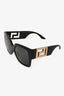 Versace Black Square Frame Greca Motif Sunglasses