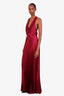 Zac Posen Burgundy Pleated V-Neck Gown Size 8