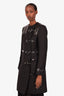 Givenchy Fall 2013 Black Wool Leather Chain Detail Coat Size 40