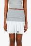 Miu Miu 2025 Grey/White Poplin Jersey Mini Skirt Size 36