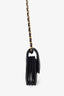 Pre-loved Chanel™ 2020 Black Lambskin Romance Ruffle Chain Card Wallet