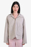Fendi Beige Fleece Wool All Over FF Jacquard Monogram Hooded Reversible Jacket Size 44