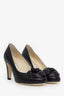 Pre-loved Chanel™ Black Leather CC Camellia Pumps Size 37