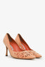 Manolo Blahnik Peach Suede Laser Cut d'Orsay Pumps Size 38