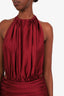 Mirror Palais Burgundy Silk Halter Neck Maxi Dress Size XXS