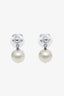 Pre-loved Chanel™ 2015 Faux Pearl Mini Crystal CC Logo Drop Earrings