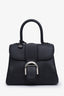 Delvaux Black Grained Calfskin Mini Brillant Top Handle Bag with Strap
