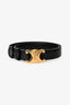 Celine Black Leather 'Triomphe' Belt Size 70