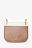 Prada Brown/White Calf Pionniere Saddle Crossbody Bag
