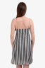 Hugo Boss Grey Silk Striped Bubble Hem Mini Dress Size 6