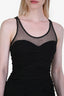 Burberry Prorsum Black Silk Mesh Ruched Midi Dress Size 40