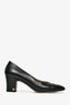 Pre-Loved Chanel™ 2017 Black Leather Patent Toe Interlocking CC Block Heels Size 40.5