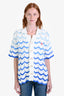 Casablanca White/Blue Cotton Gradient Crochet Button Shirt Size XS