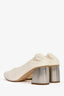 Jil Sander Navy/White Leather Block Heels Size 36.5