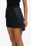 Sacai Dark Blue Mixed-Media Belted Shorts Size 2