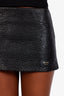 Prada Black Leather Logo Mini Skirt Size 36