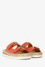 See By Chloe Orange Leather Glyn Dual-Buckle Espadrille Sandals Size 36