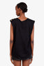 Balmain Black Cotton Logo Tank Top with Gold Buttons Size XL