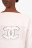 Pre-loved Chanel™ White Cotton CC Logo Cropped Sweater Size 38